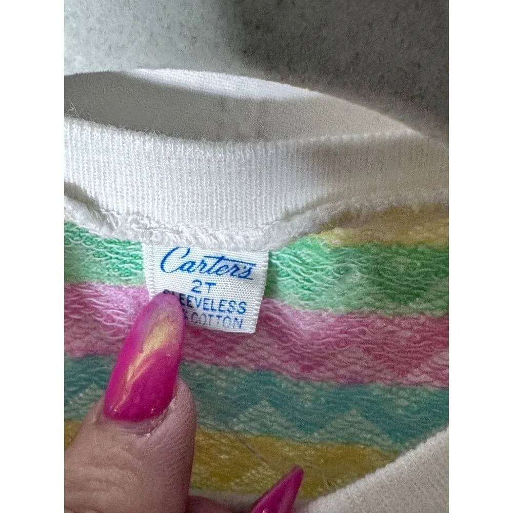 Vintage Carters 2T Sleeveless Top Multicolor Chevron Zigzag 100% Cotton Tank